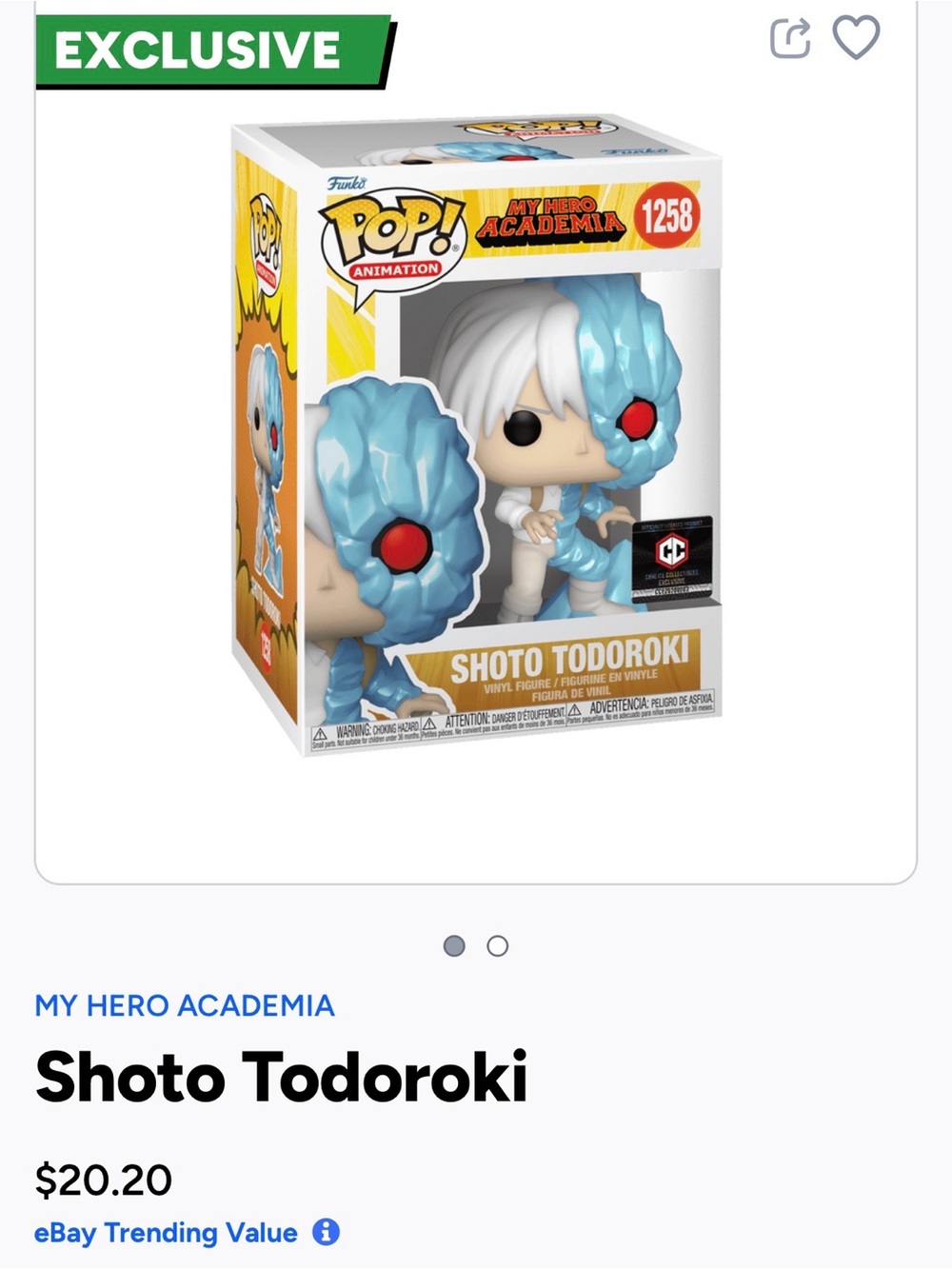 Funko Pop! Shoto Todoroki Vinyl Figure - White & Blue with Red Accents-1258